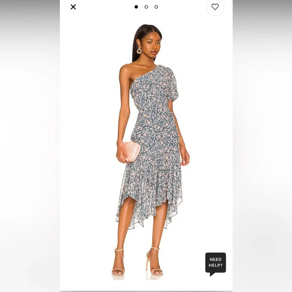 ASTR Santorini Dress in Blue & Peach Multi Floral - Picture 1 of 3